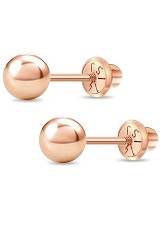 outstanding rose gold 5mm classic ball screw back baby earrings